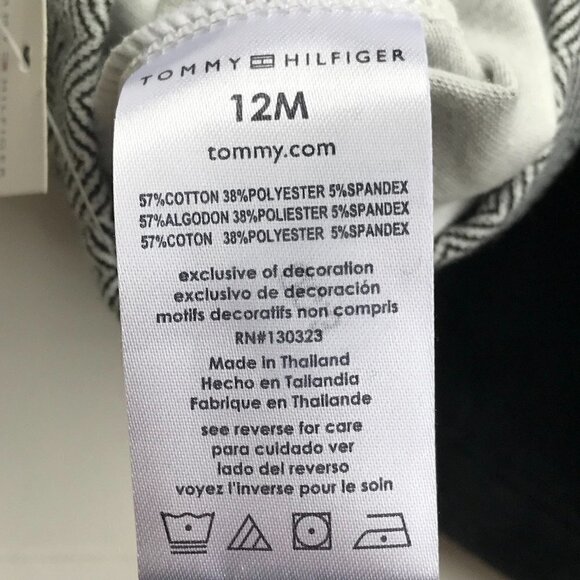 TOMMY HILFIGER Girl 2-Piece Set BNWT Top navy velour white chevron leggings 12mo - Picture 14 of 15